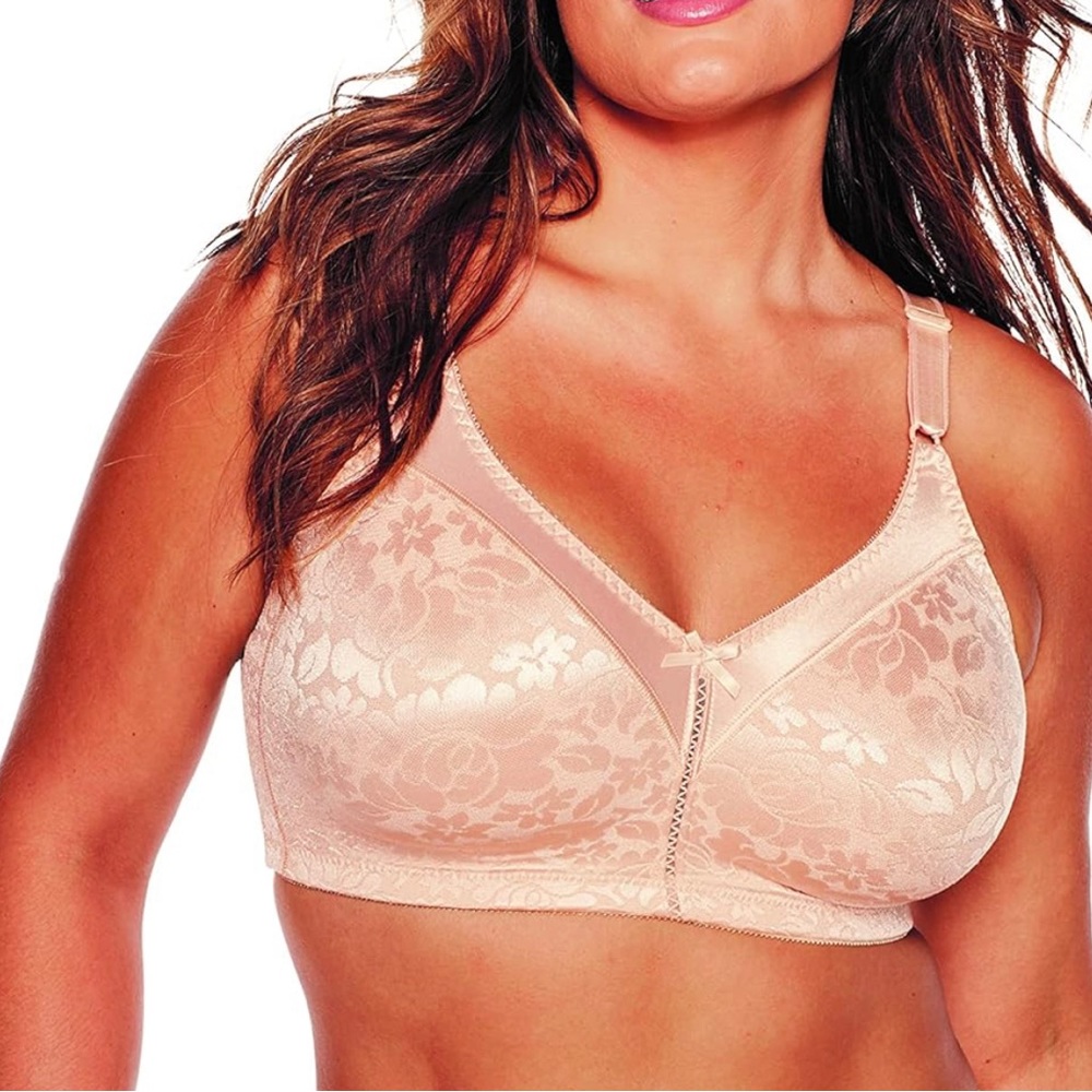 NWT-Bali Double Support Wireless Bra, Lace Bra with Stay-in-Place Straps.